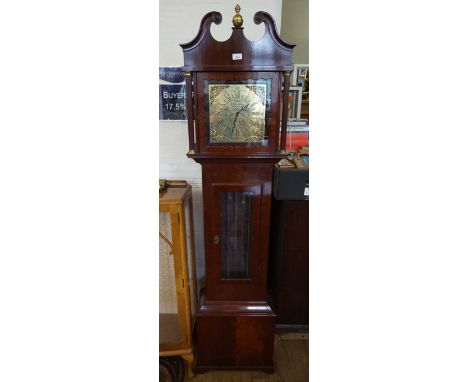E. J. Goodfellow of Wadebridge mahogany veneered cased longcase clock.