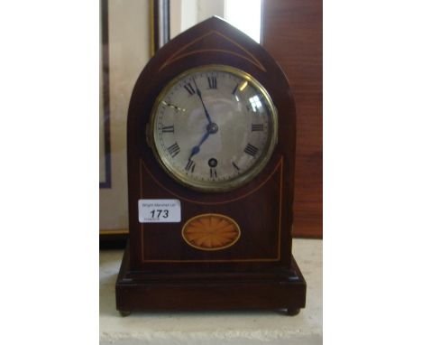 An Edwardian inlaid mahogany mantel clock.