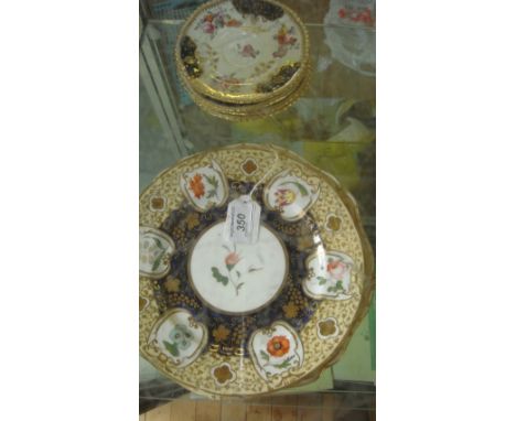 Six pieces of 19th century ceramics, to include a Coalport cabinet plate, having hand-painted floral decoration inset within 