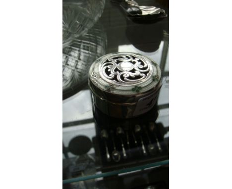 A Birmingham hallmarked silver and enamel highly decorative pot pourri (af)