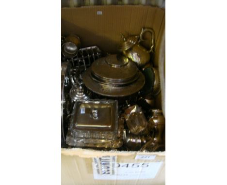 A good collection of assorted silver-plate to include twin handled tray, tea service, sardine bowl and cover, etc.