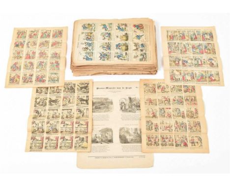 All 19th cent. (1) Four Imagerie d'Epinal prints, ca. 1890: Le petit chaperon rouge, Le nain jaune, Le chat botté and Marthe 