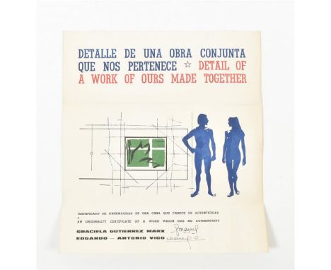 La Plata, Argentina, 1978. Xylograph and letterpress on thick off-white stock, 27 x 24 cm, colour printed both sides, with co