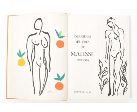 Dernières œuvres de Matisse, 1950-1954. Paris, Verve, 1958. 40 col. lithogr., var. fold-outs and w. num. b/w ills. by Matisse