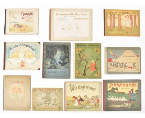 Alkmaar, Kluitman, (1916). Col. lithogr. plates and orig. clothbacked col. lithogr. boards by M. Frimberger. (2) De Zandmanne