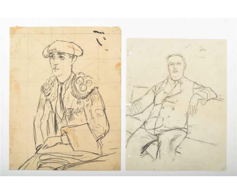 Incl. a sketch of Lee Creelman, Erickson's wife. Studies of the human figure, incl. a sketch of a soldier. Var. techniques on