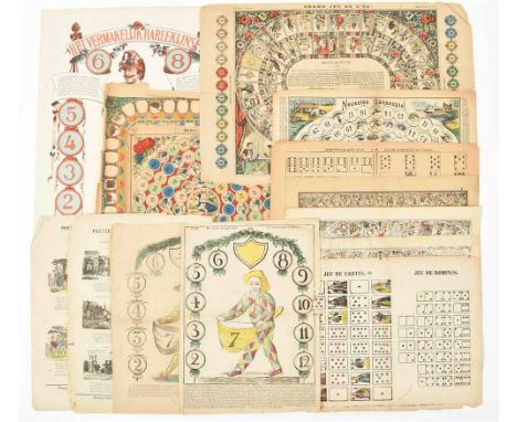All 19th cent. Comprises: (1) Three Harlekijnspel prints, incl. 1 publ. by Hemeleers-Van Houter (ca. 1850) and 1 publ. by J. 