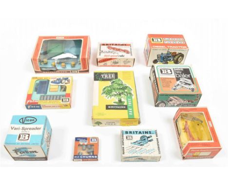 All in orig. (sl. dam.) boxes. (1) Bramfords hay baler. (2) Ford 5000 diesel tractor. (3) Acrobat high speed rake. (4) Three 