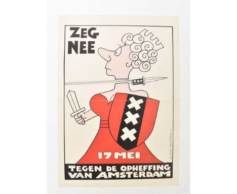 1960s-80s, var. sizes. Incl. a.o.: (1) Zeg nee 17 mei. Tegen de opheffing van Amsterdam. Des. by Opland (R. Wout). (2) Terror