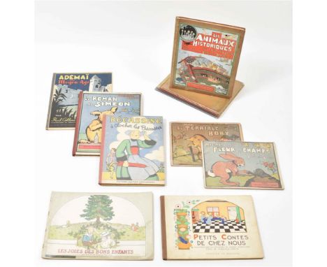 Paris, Delagrave, 1925, 48 p., 6 col. plates, ills. and orig. pict. cloth-backed boards after B. Rabier, folio. Covers browne