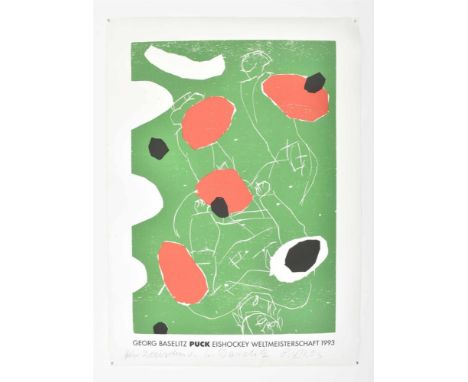 Colour silkscreen/woodcut, 106.5 x 77 cm, signed, dated '8.VII.93' and dedicated in pencil to the lower side, printed on 'Vél