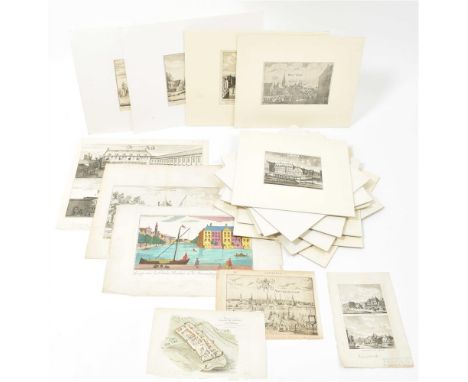 Different formats, var. sizes. A collection of prints, mostly copper engr. of Amsterdam buildings, canals, views etc., incl. 