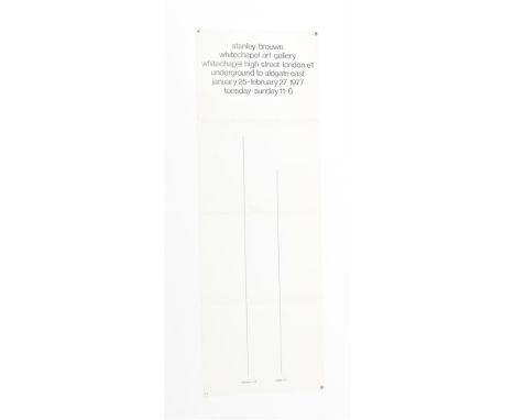 Announcement for brouwn's exhibition January 25- February 27 1977. Printed black on white, 76 x 26 cm, folded horizontally in