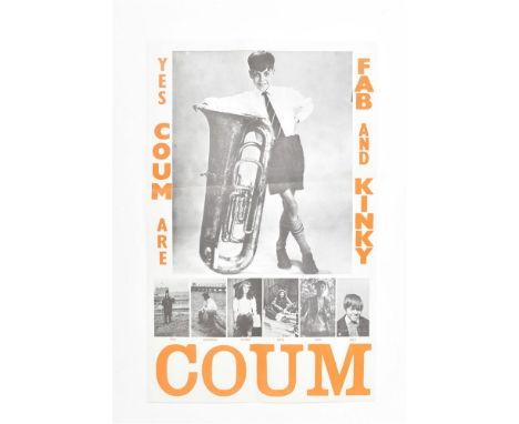 (1) Yes Coum Are Fab and Kinky, 1971. Poster, 46 x 29.5 cm, printed black and bright orange on white stock, designed by Coum 