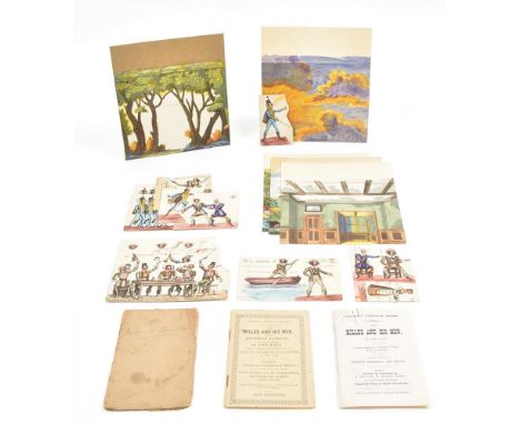 Sm. archive of paper Pollock's scenes, ca. 1880-1910. Incl. a.o.: (1) Figures and backgrounds for var. plays, approx. 65. Mos