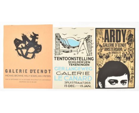 Amst., mid 20th cent., var. sizes. Incl. posters for a.o. Ardy (sm. tear along top), G. Langeweg and M. Browne. Added: 5 post