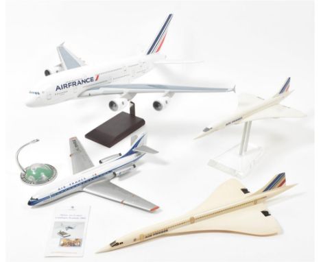 (1) Concorde F-BVFA. An Air France Concorde scale model w. seahorse logo. Resin, 64 cm long. (2) Airbus F-HPJA. Resin, 70 cm 