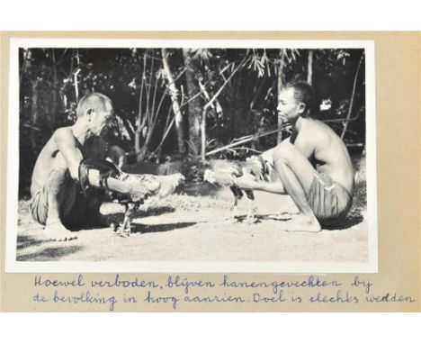 of photographs and picture postcards of Bali. Ca. 1955. W. images of a.o.: people performing traditional dances, a marriage, 