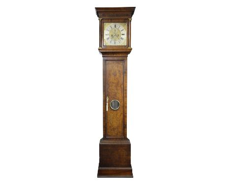 A Queen Anne walnut eight -day longcase clock Samuel Townson, London, circa 1710. The five finned pillar inside countwheel be