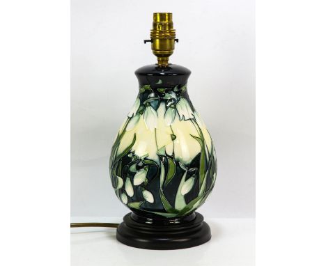 RACHEL BISHOP (BRITISH, b. 1969) for MOORCROFT,  Nivalis ovoid lamp (shape L7/7), with blue felt to base with printed "Moorcr