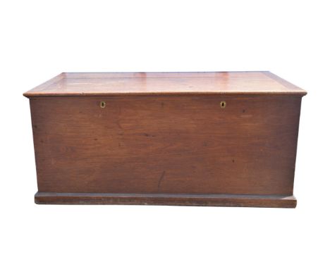 Large early 20th century mahogany trunk with brass carrying handles W137 x D69 x H62cms