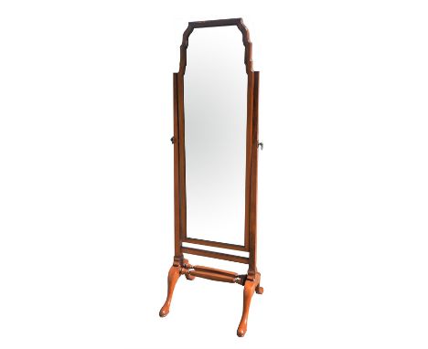 Early 20th century mahogany cheval mirror, H166cms