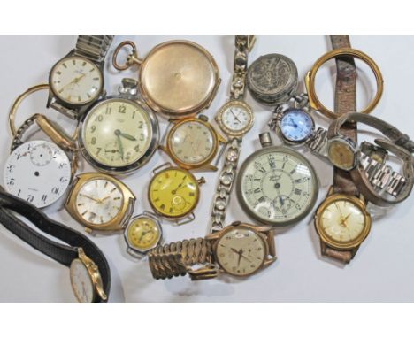 A mixed lot of fourteen (14) gents and ladies mainly mechanical wristwatches and pocket watches including Smiths, Services, E