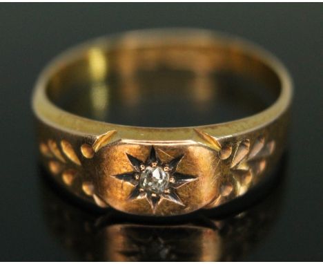 A late Victorian 15ct gold diamond ring, Birmingham 1891, gross wt. 1.92g, size N.  