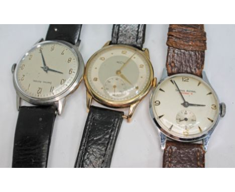 Three vintage wristwatches comprising a chrome plated Smiths Astral having signed champagne dial with Arabic numerals and 17 