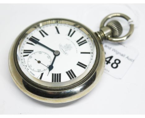 A 1920s/30s Thomas Russell &amp; Son 'Silvernus' cased open faced pocket watch with signed white enamel dial having Roman num