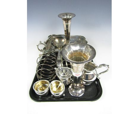 A quantity of electroplate including two toast racks, a ladle and cruets etc.