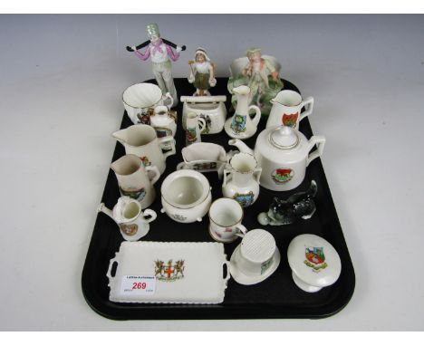 A quantity of crested china and late 19th/ early 20th century German ceramic ornaments 