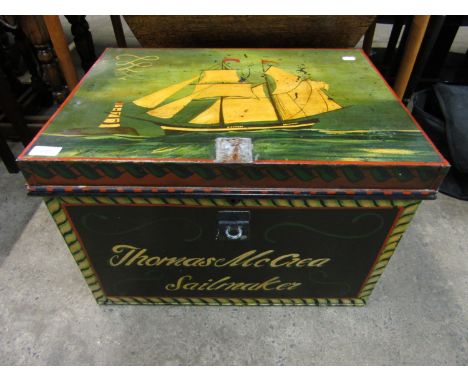 A nautical style hand painted cabin trunk