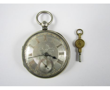 A Victorian gentleman's silver cased pocket watch by D. Thompson of Forfar, with key wound lever movement, engine turned face