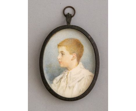 Ida Rose Lovering (British, late 19th/early 20th Century), an oval portrait miniature of Cuthbert A. Williams, 1897, initiall