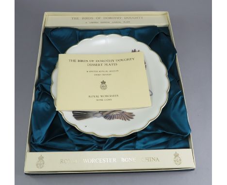 A complete set of Royal Worcester bone china, 'The Birds of Dorothy Doughty' as a limited annual edition, all boxed 1968-1983