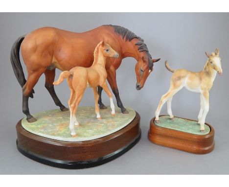 A Royal Worcester bone china model of the 'Prince's Grace and Foal', 1970, No. 631 and a similar single 'Thoroughbred Foal' f