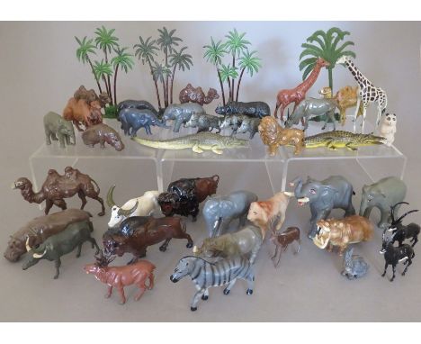 A collection of vintage Britains and other lead animals, to include farm and exotic animals, to include elephants, birds came