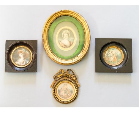 After Mortiz Michael Daffinger (Austrian, 1790-1849), an oval printed portrait miniature of&nbsp; lady wearing a turban 7.5cm