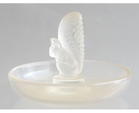 A Lalique frosted glass trinket dish with squirrel handle, signed Lalique R. France, diameter 9cmProvenance: the Roy Taylor c