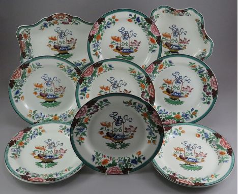 An early nineteenth century transfer-printed Wedgwood part dessert service, c.1820. It is printed and enameled with the patte