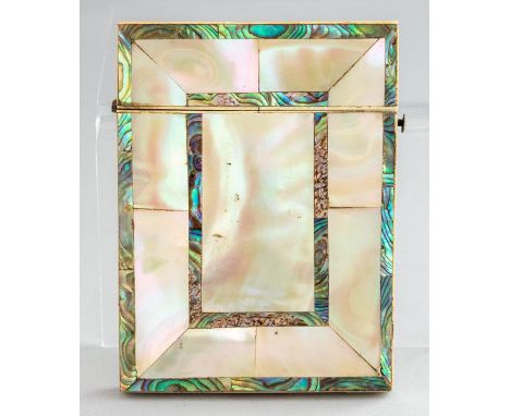 A 19th Century mother of pearl and abalone rectangular calling card case, 10.5cm by 7.5cmCondition: generally good overall 