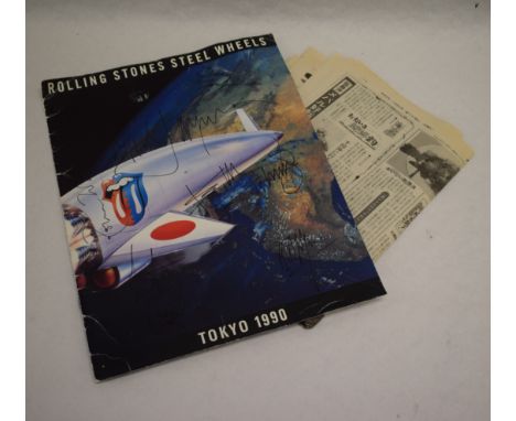 THE ROLLING STONES - JAPANESE STEEL WHEELS FULLY SIGNED FRONT PAGE PROGRAM FOR TOKYO DOME ^ BY MICK JAGGER ^ KEITH RICHARDS ^