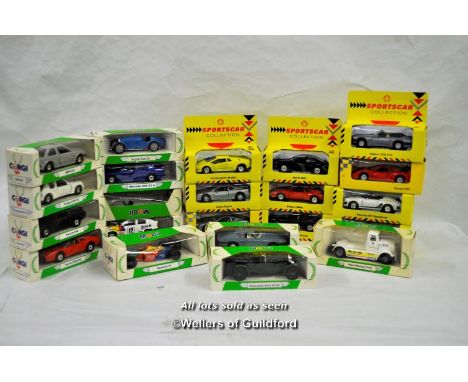 Corgi diecast vehicles Mobil collection including Buggatti type 35 and Bentley 4.5ltr with Shell Sports car collection includ