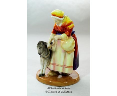Royal Worcester figure The Old Goat Woman, no 2886, modelled by Phoebe Stabler, 14.5cm.¦++2cm hairline crack running across h