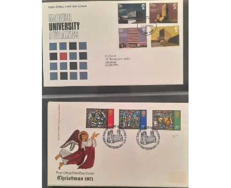 FDC collection, 90+ Post Office First Day Covers from the 1960's 70's and 80's all with stamps and post marks. Good condition