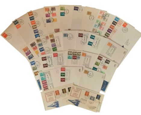 FDC Definitive collection 25+ covers to mark First day issued stamps. Collection dates from 1969 to 1999 includes 2 Railway p