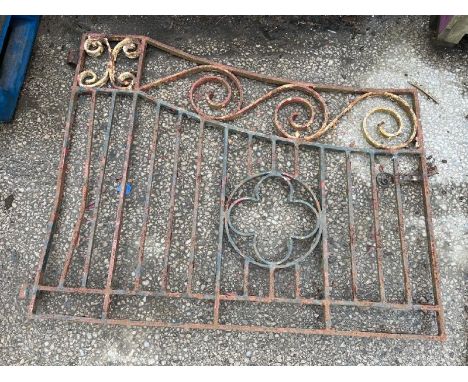 One section of a wrought iron driveway gate, measures approx. 134 w x 107cm h