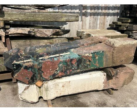 X4 Matching painted stone gate posts, each measures approx. 190cm l
