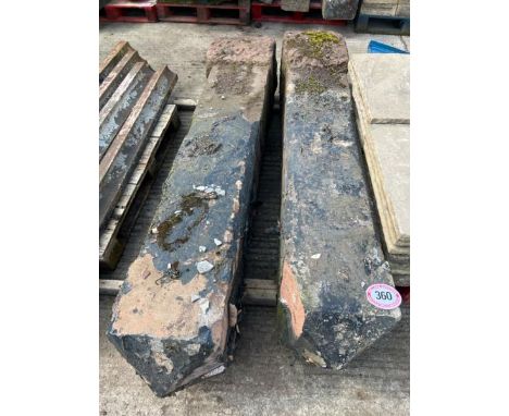 Matching pair of stone gate posts, one slightly larger measures 200cm h
